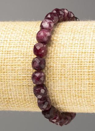 Браслет рубеллит турмалин натуральные камни граненый кубик d-8мм+- l-18см (стрейч)