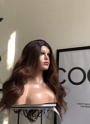 Парик kitto hair с мини-имитацией кожи головы каштановый 60 см (8426)