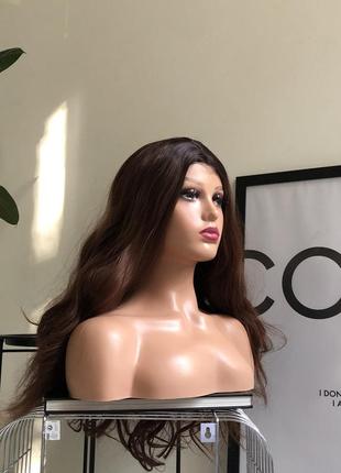 Парик kitto hair с мини-имитацией кожи головы каштановый 60 см (8426)