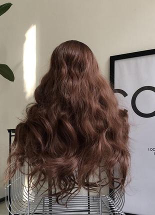 Парик kitto hair с мини-имитацией кожи головы каштановый 60 см (8426)