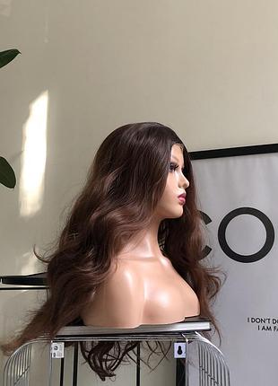 Парик kitto hair с мини-имитацией кожи головы каштановый 60 см (8426)