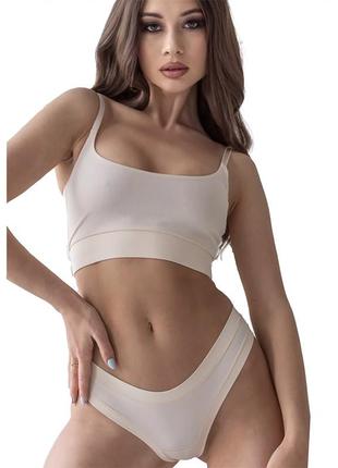 Комплект белья топ и стринги set2u xl бежевый (06399792), totalfit