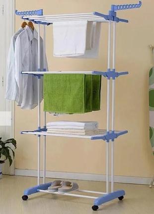 Многоярусная сушилка для белья, вещей, одежды garment rack with wheels складная7 фото