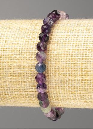 Браслет флюорит натуральне каміння гранована кулька d-6мм+- l-18см (стрейч)