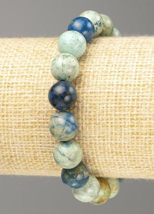 Браслет хризокол лазурит гладкий шарик натуральные камни d-10мм+- l-18см (стрейч)