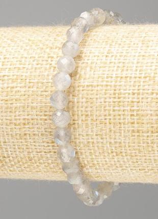 Браслет лабрадор граненый шарик натуральные камни на нитке d-6мм+- l-18см (стрейч)