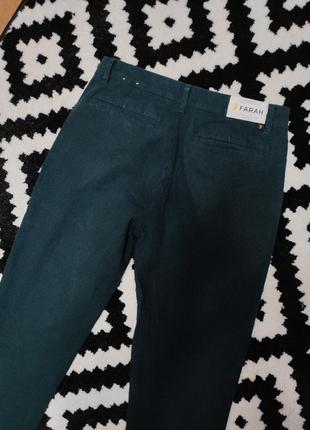 Брюки брюки мужские зеленые хаки немного зауженные снизу farah, размер s4 фото