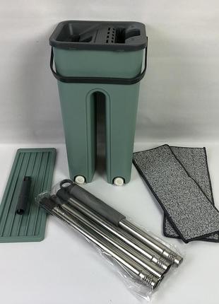 Швабра - ледар з відром і автоматичним віджимом 2 в 1 hand free cleaning mop 5 л. ia-121 колір: зелений9 фото