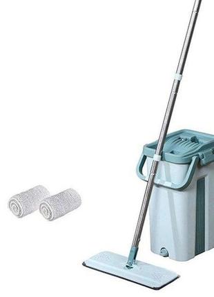 Швабра с отжимом лентяйка hand free cleaning mop yt-200 | турбо швабра с ведром | швабра телескопическая для6 фото