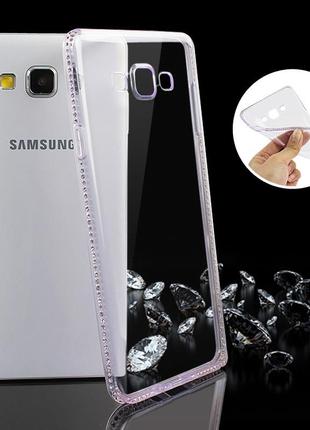 Силіконовий чохол-накладка з камінцями swarovski для samsung galaxy j520 золотий6 фото