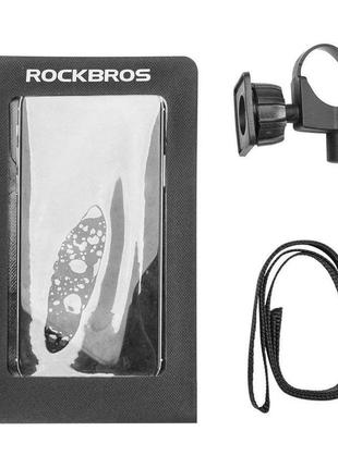 Велосипедний чохол-сумка для телефона до 6" rockbros as-009bk чорний4 фото