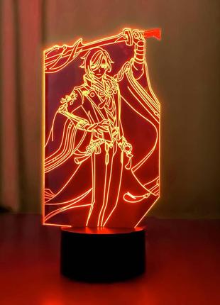 3d ночник genshin impact "камисато аята" (увеличенное изображение)+ сетевой адаптер + батарейки  3dtoyslamp