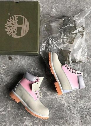 Черевики timberland grey/pink (термо)9 фото