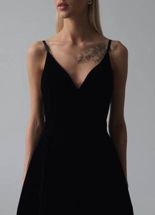 Вечірня сукня з оксамиту міді, довжина 120 см, колір бордо, чорний.4 фото