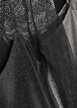 Сукня двійка люрекс і сітка, коротка приталена, кольори чорний і срібло4 фото