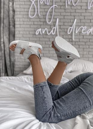 Adidas adilette sandal grey 🆕 женские босоножки/сандали адидас🆕 белый/серый5 фото