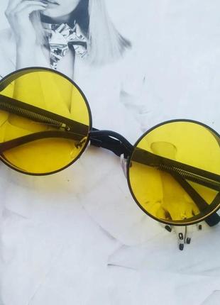 Уцінка! круглі окуляри тішейди з шорами жовтий в чорному1 фото