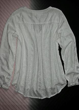 Шикарная белая блуза, рубашка с вышивкой, удлиненная спинка5 фото