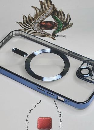 Голубой чехол на iphone 14. защита камеры, глянцевый цвет3 фото