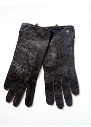Коричневые перчатки из 100% оленевой кожи1 фото