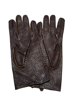 Коричневые перчатки из 100% оленевой кожи2 фото