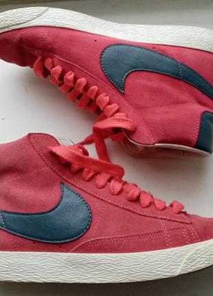 Винтажные кожаные(замша) кроссовки nike blazer mid suede trainers 615898-641 (оригинал)2 фото