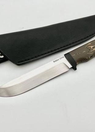 Нож ручной работы для охоты и рыбалки «резак #1» с кожаными ножнами s390/69 hrc
