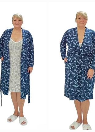 Жіночий комплект халат та нічна сорочка великого розміру