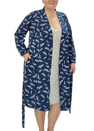 Женский комплект халат и ночная рубашка большого размера3 фото