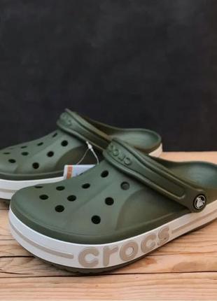 Крокс баябэнд клог зеленые оливковые хаки crocs bayaband clog army green/cobblesstone8 фото