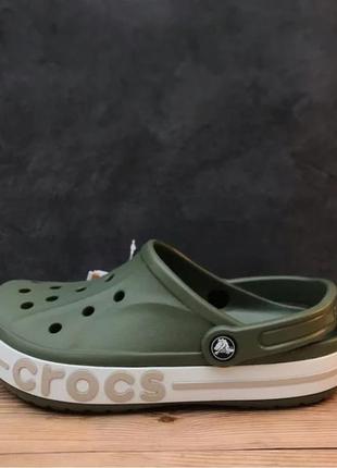 Крокс баябэнд клог зеленые оливковые хаки crocs bayaband clog army green/cobblesstone9 фото