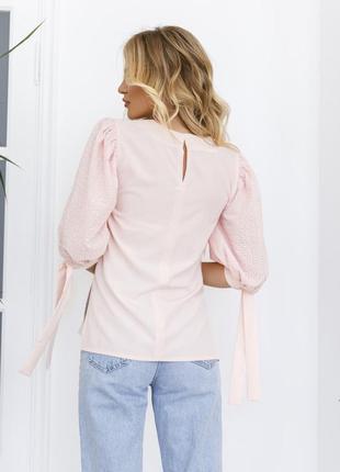 Крутая комбинированная блуза с рукавами-фонариками разные цвета2 фото