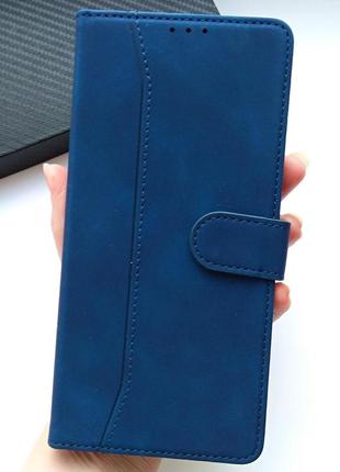 Чехол для xiaomi redmi note 12s книжка подставка с магнитом и визитницей luxury leather синий