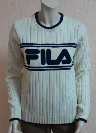Шикарный оригинальный свитер fila white line born in italy made in india, молниеносная отправка