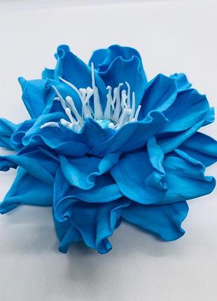 Заколка для волос с голубым цветком из фоамирана этническая заколка заколка для девочки