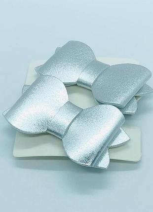 Бант для девочки  серебряный блестящий заколка для девочки с бантом заколка для волос