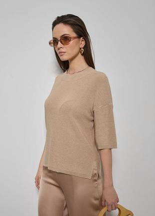 Жіночий весняний базовий джемпер з рукавом три чверті бежевого кольору. модель 2730
