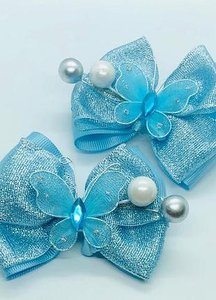 Новорічні заколки для волосся різдвяні прикраси святкові аксессуари для дівчинки заколка метелик