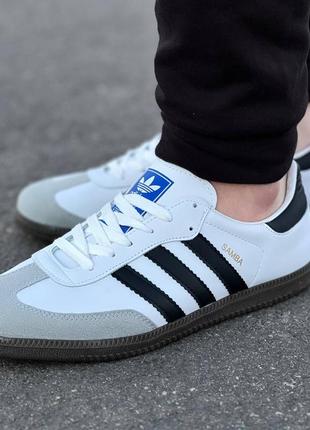 Мужские кроссовки белые с серым в стиле adidas6 фото