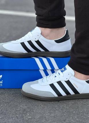 Мужские кроссовки белые с серым в стиле adidas5 фото