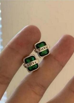 Серьги изумрудные серебро lucky silver2 фото