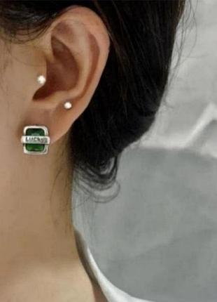Серьги изумрудные серебро lucky silver4 фото