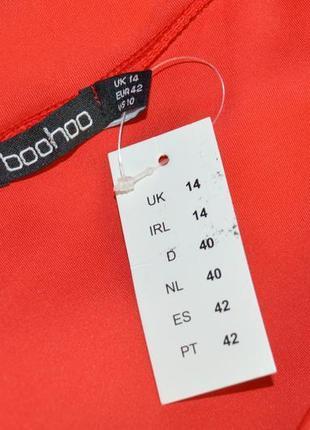 Красное нарядное миди платье с открытыми спущенными плечами boohoo великобритания этикетка4 фото