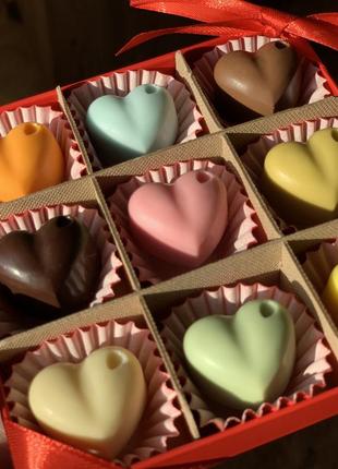 Подарунок на 14 лютого. шоколадний набір сердець на день валентина.