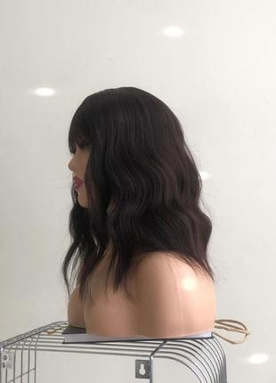 Перука kitto hair каре у темно-коричневому кольорі з чубчиком4 фото
