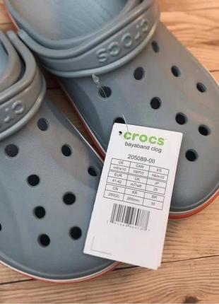 Крокс баябенд сірі з помаранчевим crocs bayaband clog blue grey/orange4 фото