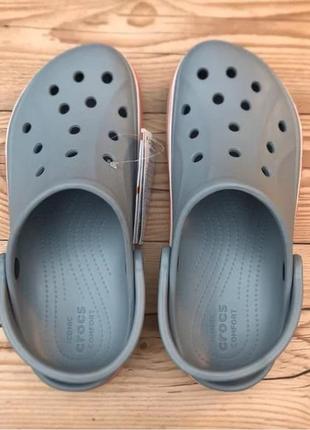 Крокс баябэнд серые с оранжевым crocs bayaband clog blue grey/orange10 фото