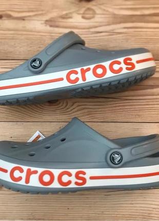 Крокс баябэнд серые с оранжевым crocs bayaband clog blue grey/orange6 фото