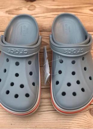 Крокс баябэнд серые с оранжевым crocs bayaband clog blue grey/orange7 фото