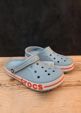 Крокс баябэнд серые с оранжевым crocs bayaband clog blue grey/orange1 фото